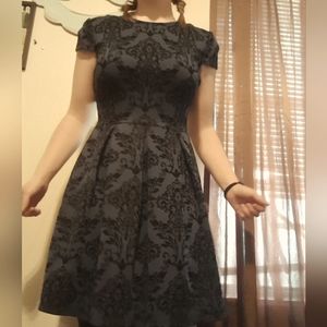 Black and blue floral dress